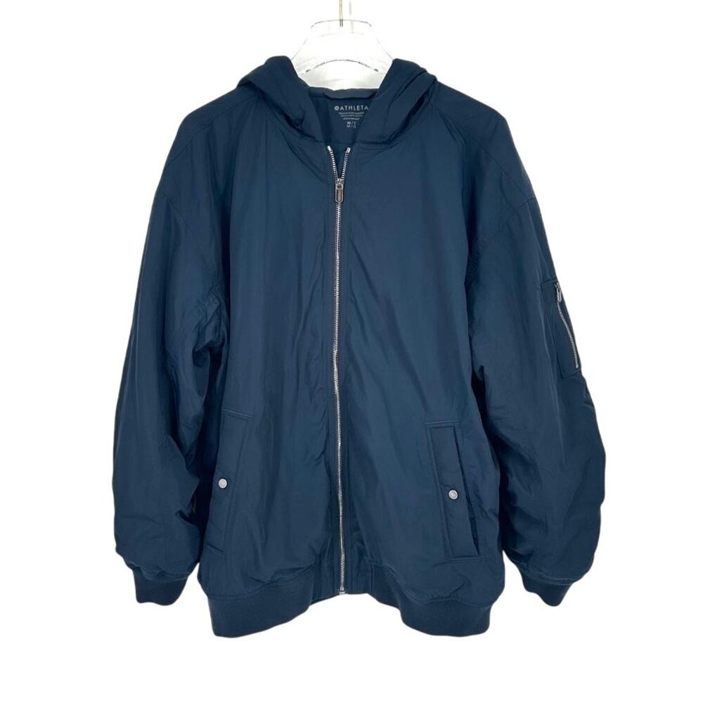 Athleta Upfield Bomber Jacket Navy Medium Tall